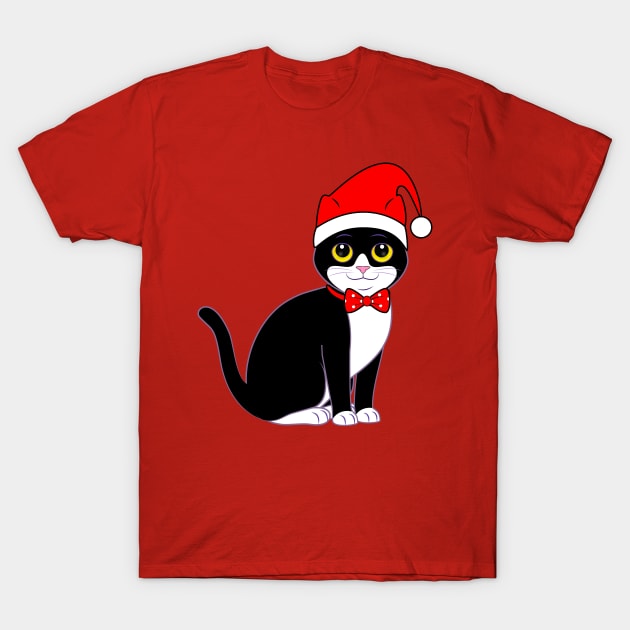 Tuxedo Cat in Bowtie at Christmas T-Shirt by PenguinCornerStore